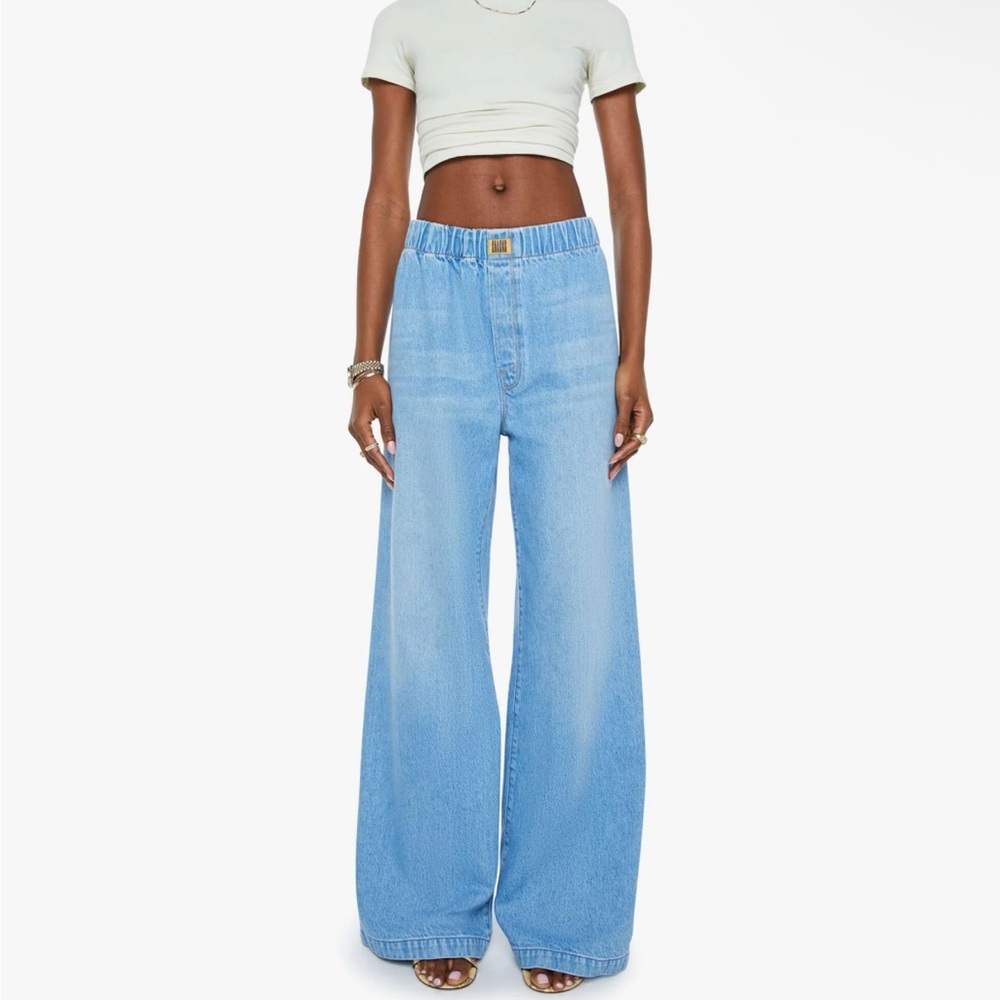MOTHER SNACKS The Kitchen Drawer Skimp Wide Leg Jean Medium All You Cam Eat Blue